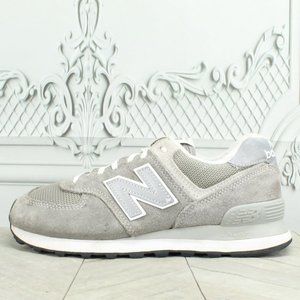 New Balance Classic 574 Gray Suede Lace Up Low Top Sneaker Shoes Size 7.5